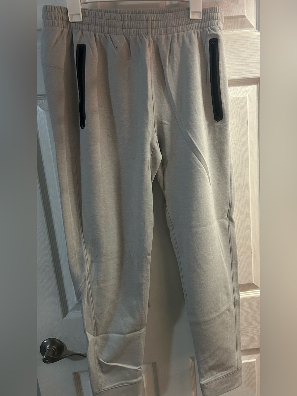 Old Navy Light Gray Jogger Sweatpants with Black Zip Accents